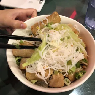 Spring Rolls With Lettuce On Rice Vermicelli
