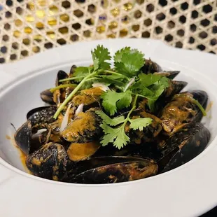 Mussels in curry sauce