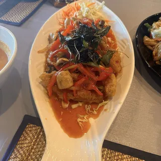 Crispy Basa Fish Yellow Curry