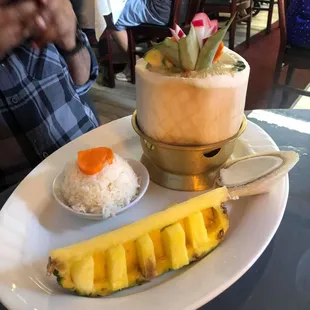 Green curry sauce with chicken. Delicious but you very spicy .