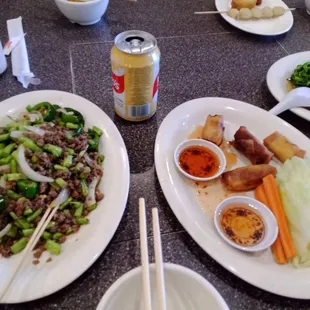 Egg rolls &amp; basil beef