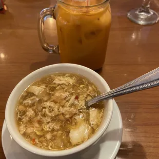 Hot and sour soup and Thai iced tea