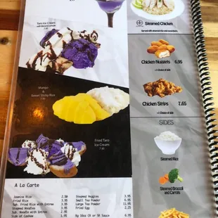 Dessert menu
