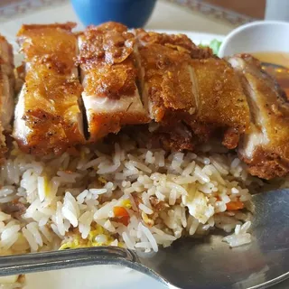 Crispy Chicken Over Fried Rice