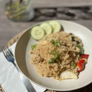 Gra-Pao Fried Rice (Spicy basil fried rice).