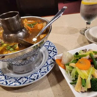 $16.95 for the tomyum soup is oily , salty &amp; steam veggies has too much can food like corn $4.50 2/8/23