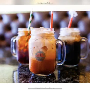 a variety of iced drinks
