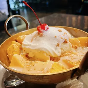 Mango Sticky Rice, topped with decadent ice cream