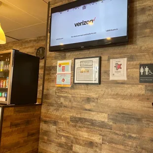 a television mounted on the wall