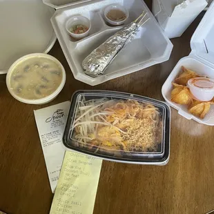 a variety of food items on a table