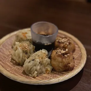 Dumplings 1/2 fried and 1/2 steamed