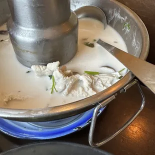 Soup with coconut milk and mushrooms. Delicious