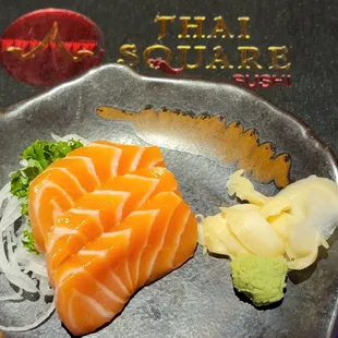 Salmon sashimi, good quality.