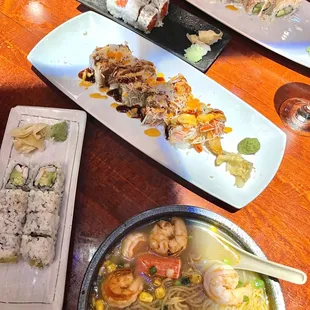 Shrimp Japanese Ramen and Sushi
