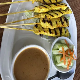 Chicken satay- peanut sauce was super watered down
