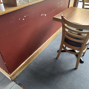 This is only one scuffed up wall, but the entire restaurant is like this.
