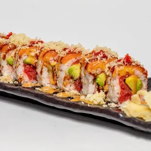 a sushi roll on a plate