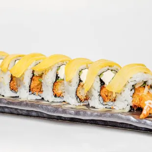 a sushi roll on a plate