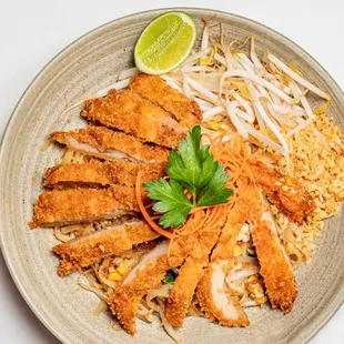 a plate of chicken and rice