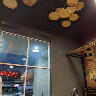 Cute ceiling decor and some tables