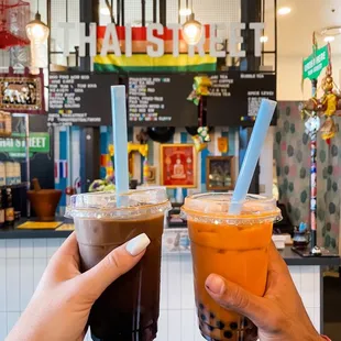 Thai Iced Coffee &amp; Thai Iced Tea with boba