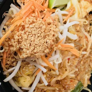 Veggie pad thai was delicious. The sauce on it was just the well balanced of sweet and sour and adding extra spicy was bomb