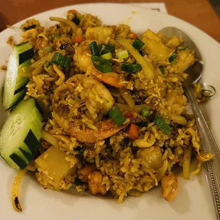 Pineapple fried rice is delicious