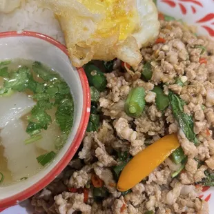 SR3. Basil Pork or Chicken (Pad Kra Pao), we got the pork