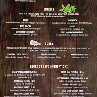 Menu (Grill/Entrees/Curry/Recommendations)