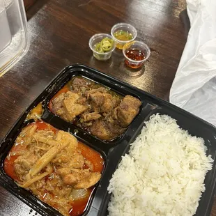 2 item combination ($15) - Pork Belly and Curry Chicken with bamboo shoots