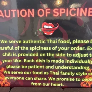 Spicy caution sign