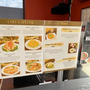 the menu for the restaurant