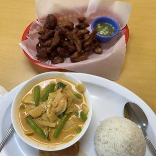 Pork Jerky and Red Curry Shrimp.