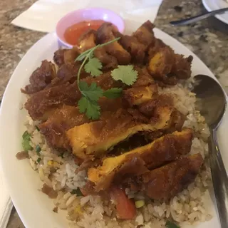 Fried Chicken Over Fried Rice