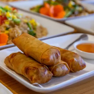 a variety of asian food