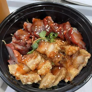 Red and Crispy Pork Noodle Bowl