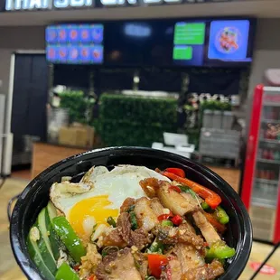 Pad kapow with crispy pork