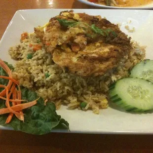 Crab Fried Rice (crab fried into egg on top)