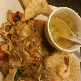 Spicy mint leaves w chicken dinner special. Includes salad. $12