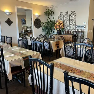 tables and chairs in a restaurant