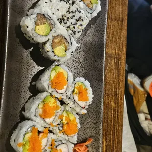 Avocado tuna and CA rolls