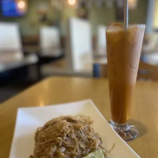 Chicken Pad Thai and Thai Iced Tea