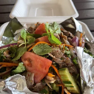 Beef salad looked good