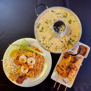 Pad Thai, Chicken Satay, Soup