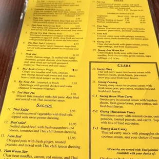 a menu on a table