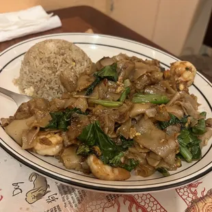 Pad See Eu with shrimp