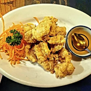 Bangkok Calamari with sweet dipping sauce.