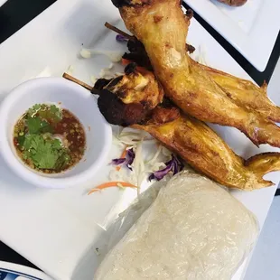 Chicken Wings (3) &amp; Sticky Rice w/dipping sauce