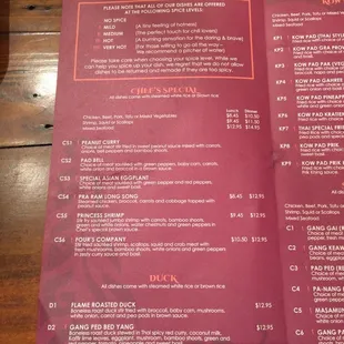Menu inside
