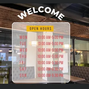 the open hours of the restaurant